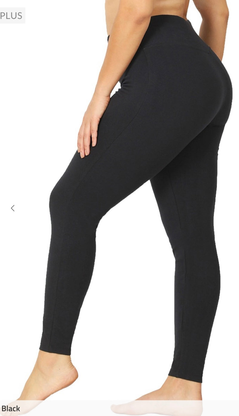 Black Premium Plus Wide Waistband Leggings